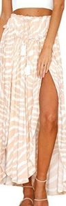 ECOWISH Long Boho Zebra Print Skirt